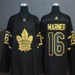 Adidas Toronto Maple Leafs #16 Mitchell Marner Musta Kultaen Ommeltu NHL Paita – Miesten