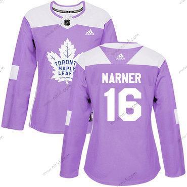 Adidas Toronto Maple Leafs #16 Mitchell Marner Violetti Aito Taistelee syöpää vastaan Ommeltu NHL Paita – Naisten