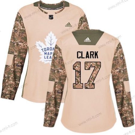 Adidas Toronto Maple Leafs #17 Wendel Clark Maastokuvio Aito 2017 Veterans Day Ommeltu NHL Paita – Naisten