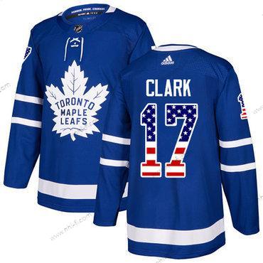 Adidas Toronto Maple Leafs #17 Wendel Clark Sininen Kotiottelu Aito USA Flag Ommeltu NHL Paita – Miesten