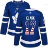 Adidas Toronto Maple Leafs #17 Wendel Clark Sininen Kotiottelu Aito USA Flag Ommeltu NHL Paita – Naisten