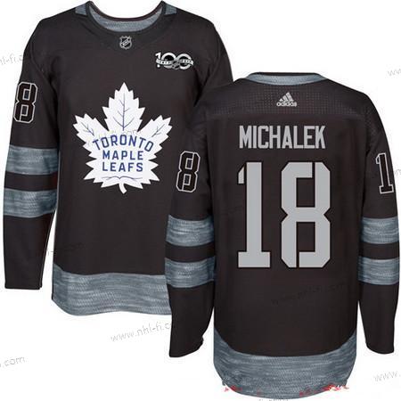 Adidas Toronto Maple Leafs #18 Milan Michalek Musta 100th Vuosipäivä Ommeltu NHL 2017 Jääkiekko Paita – Miesten