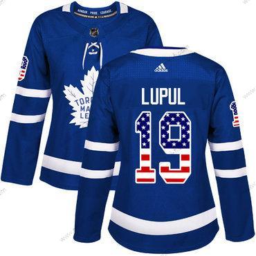 Adidas Toronto Maple Leafs #19 Joffrey Lupul Sininen Kotiottelu Aito USA Flag Ommeltu NHL Paita – Naisten