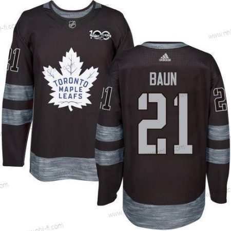 Adidas Toronto Maple Leafs #21 Bobby Baun Musta 100th Vuosipäivä Ommeltu NHL 2017 Jääkiekko Paita – Miesten