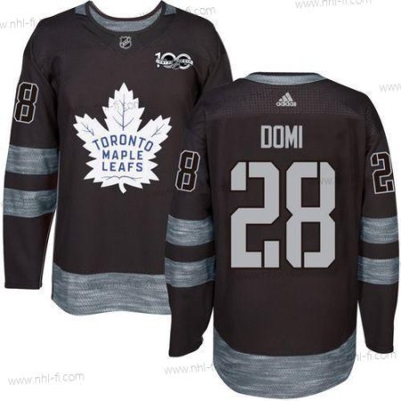 Adidas Toronto Maple Leafs #28 Tie Domi Musta 100th Vuosipäivä Ommeltu NHL 2017 Jääkiekko Paita – Miesten