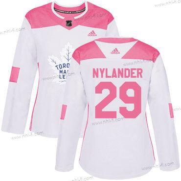 Adidas Toronto Maple Leafs #29 William Nylander Valkoinen Pinkki Aito Ommeltu NHL Paita – Naisten