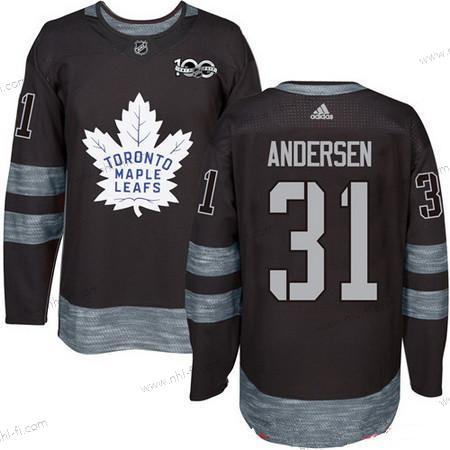 Adidas Toronto Maple Leafs #31 Frederik Andersen Musta 100th Vuosipäivä Ommeltu NHL 2017 Jääkiekko Paita – Miesten