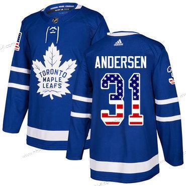 Adidas Toronto Maple Leafs #31 Frederik Andersen Sininen Kotiottelu Aito USA Flag Ommeltu NHL Paita – Miesten