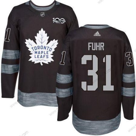 Adidas Toronto Maple Leafs #31 Grant Fuhr Musta 100th Vuosipäivä Ommeltu NHL 2017 Jääkiekko Paita – Miesten