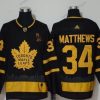 Adidas Toronto Maple Leafs 34 Auston Matthews Musta Kulta Paita – Miesten