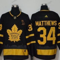 Adidas Toronto Maple Leafs 34 Auston Matthews Musta Kulta Paita – Miesten