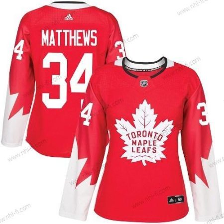 Adidas Toronto Maple Leafs #34 Auston Matthews Punainen Kanadan maajoukkue Aito Ommeltu NHL Paita – Naisten