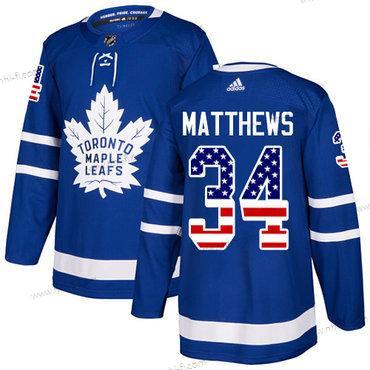 Adidas Toronto Maple Leafs #34 Auston Matthews Sininen Kotiottelu Aito USA Flag Ommeltu NHL Paita – Miesten