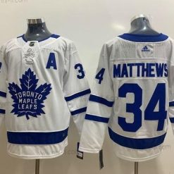 Adidas Toronto Maple Leafs #34 Auston Matthews Valkoinen With A Patch Ommeltu NHL Paita – Miesten