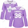 Adidas Toronto Maple Leafs #36 Jack Campbell Aito Violetti Taistelee syöpää vastaan Harjoitus Paita – Naisten