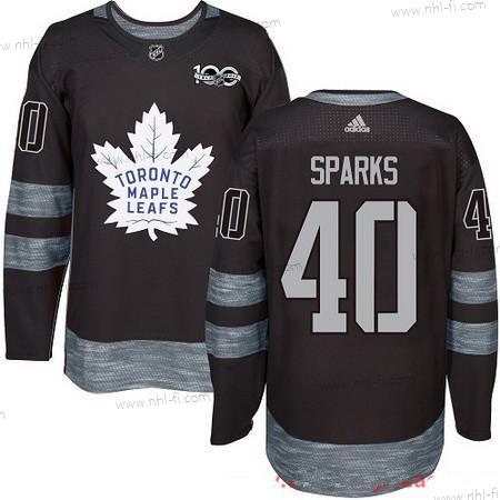 Adidas Toronto Maple Leafs #40 Garret Sparks Musta 100th Vuosipäivä Ommeltu NHL 2017 Jääkiekko Paita – Miesten