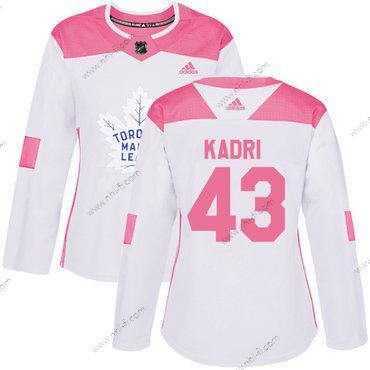 Adidas Toronto Maple Leafs #43 Nazem Kadri Valkoinen Pinkki Aito Ommeltu NHL Paita – Naisten