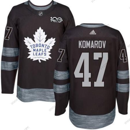 Adidas Toronto Maple Leafs #47 Leo Komarov Musta 100th Vuosipäivä Ommeltu NHL 2017 Jääkiekko Paita – Miesten