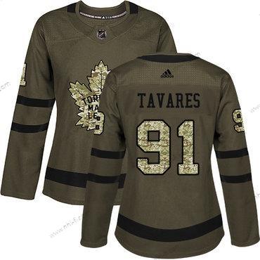 Adidas Toronto Maple Leafs #91 John Tavares Vihreä Salute to Service Ommeltu NHL Paita – Naisten