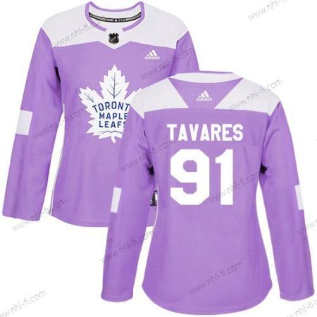 Adidas Toronto Maple Leafs #91 John Tavares Violetti Aito Taistelee syöpää vastaan Ommeltu NHL Paita – Naisten