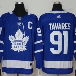 Adidas Toronto Maple Leafs #91 John Tavares With C Patch Royal Sininen Kotiottelu Ommeltu NHL Paita – Miesten