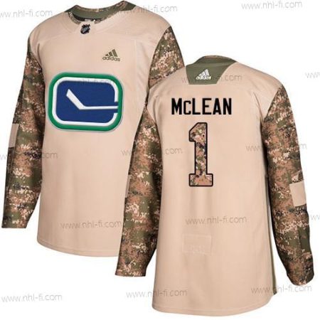 Adidas Vancouver Canucks #1 Kirk Mclean Maastokuvio Aito 2017 Veterans Day Ommeltu NHL Paita – Miesten