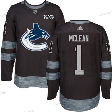 Adidas Vancouver Canucks #1 Kirk Mclean Musta 100th Vuosipäivä Ommeltu NHL 2017 Jääkiekko Paita – Miesten