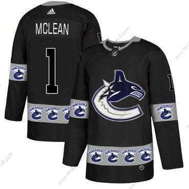 Adidas Vancouver Canucks #1 Kirk Mclean Musta Maajoukkue Logos Paita – Miesten