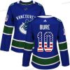 Adidas Vancouver Canucks #10 Pavel Bure Sininen Kotiottelu Aito USA Flag Ommeltu NHL Paita – Naisten