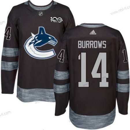 Adidas Vancouver Canucks #14 Alex Burrows Musta 100th Vuosipäivä Ommeltu NHL 2017 Jääkiekko Paita – Miesten