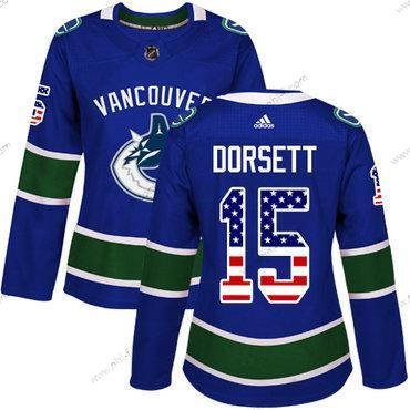 Adidas Vancouver Canucks #15 Derek Dorsett Sininen Kotiottelu Aito USA Flag Ommeltu NHL Paita – Naisten