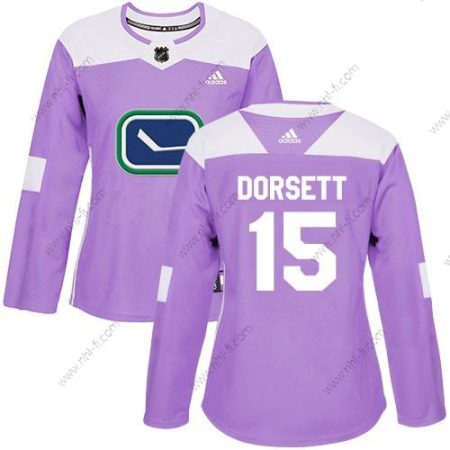 Adidas Vancouver Canucks #15 Derek Dorsett Violetti Aito Taistelee syöpää vastaan Ommeltu NHL Paita – Naisten