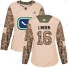 Adidas Vancouver Canucks #16 Trevor Linden Maastokuvio Aito 2017 Veterans Day Ommeltu NHL Paita – Naisten