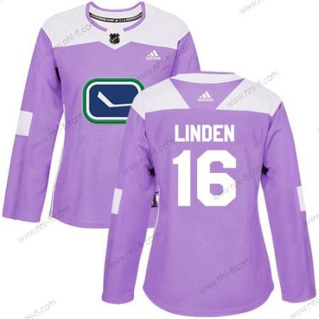 Adidas Vancouver Canucks #16 Trevor Linden Violetti Aito Taistelee syöpää vastaan Ommeltu NHL Paita – Naisten