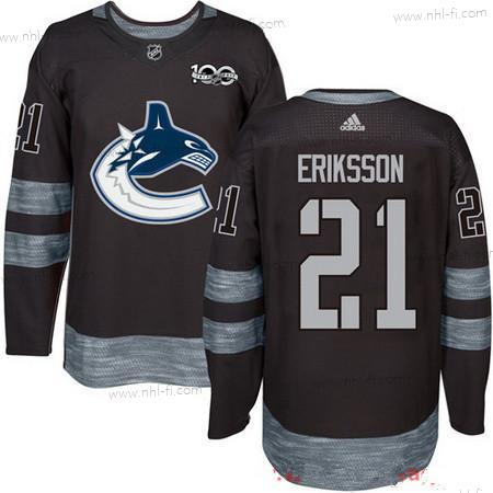 Adidas Vancouver Canucks #21 Loui Eriksson Musta 100th Vuosipäivä Ommeltu NHL 2017 Jääkiekko Paita – Miesten