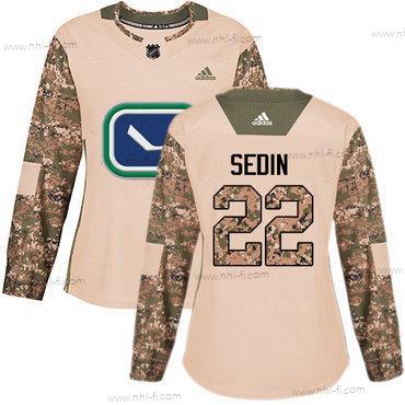 Adidas Vancouver Canucks #22 Daniel Sedin Maastokuvio Aito 2017 Veterans Day Ommeltu NHL Paita – Naisten