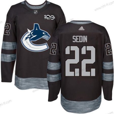 Adidas Vancouver Canucks #22 Daniel Sedin Musta 100th Vuosipäivä Ommeltu NHL 2017 Jääkiekko Paita – Miesten