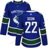 Adidas Vancouver Canucks #22 Daniel Sedin Sininen Kotiottelu Aito Ommeltu NHL Paita – Naisten