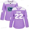 Adidas Vancouver Canucks #22 Daniel Sedin Violetti Aito Taistelee syöpää vastaan Ommeltu NHL Paita – Naisten