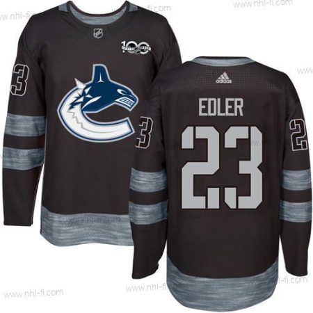 Adidas Vancouver Canucks #23 Alexander Edler Musta 100th Vuosipäivä Ommeltu NHL 2017 Jääkiekko Paita – Miesten