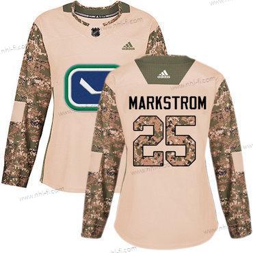 Adidas Vancouver Canucks #25 Jacob Markstrom Maastokuvio Aito 2017 Veterans Day Ommeltu NHL Paita – Naisten