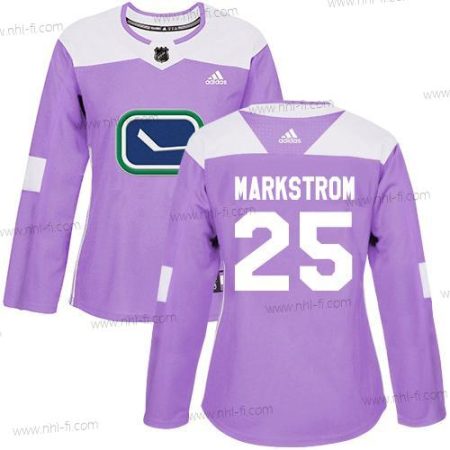 Adidas Vancouver Canucks #25 Jacob Markstrom Violetti Aito Taistelee syöpää vastaan Ommeltu NHL Paita – Naisten