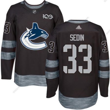 Adidas Vancouver Canucks #33 Henrik Sedin Musta 100th Vuosipäivä Ommeltu NHL 2017 Jääkiekko Paita – Miesten