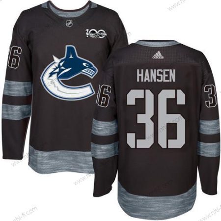 Adidas Vancouver Canucks #36 Jannik Hansen Musta 100th Vuosipäivä Ommeltu NHL 2017 Jääkiekko Paita – Miesten