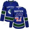 Adidas Vancouver Canucks #47 Sven Baertschi Sininen Kotiottelu Aito USA Flag Ommeltu NHL Paita – Naisten