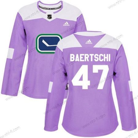 Adidas Vancouver Canucks #47 Sven Baertschi Violetti Aito Taistelee syöpää vastaan Ommeltu NHL Paita – Naisten