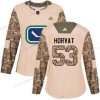 Adidas Vancouver Canucks #53 Bo Horvat Maastokuvio Aito 2017 Veterans Day Ommeltu NHL Paita – Naisten