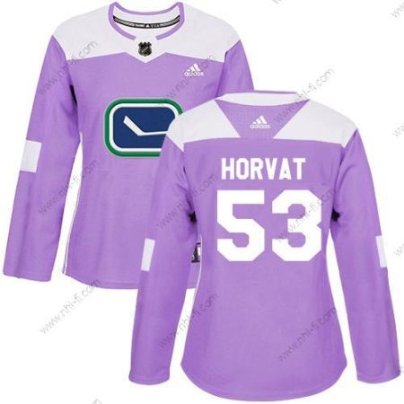 Adidas Vancouver Canucks #53 Bo Horvat Violetti Aito Taistelee syöpää vastaan Ommeltu NHL Paita – Naisten