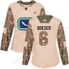 Adidas Vancouver Canucks #6 Brock Boeser Maastokuvio Aito 2017 Veterans Day Ommeltu NHL Paita – Naisten