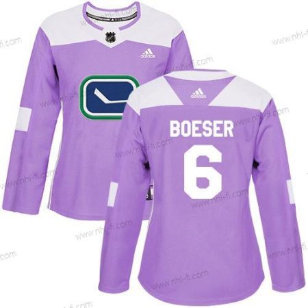 Adidas Vancouver Canucks #6 Brock Boeser Violetti Aito Taistelee syöpää vastaan Ommeltu NHL Paita – Naisten